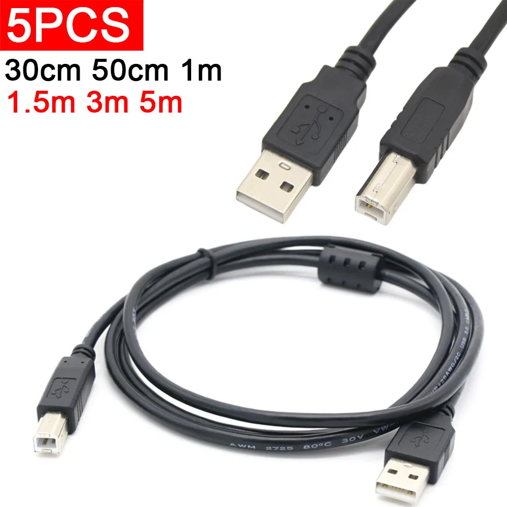 5pcs 3M 5M USB 2.0 A type Male to USB B Type Male USB-B Printer Scanner Hard Disk cable 30cm 0.3m 150cm 1.5m 0.5m 50cm