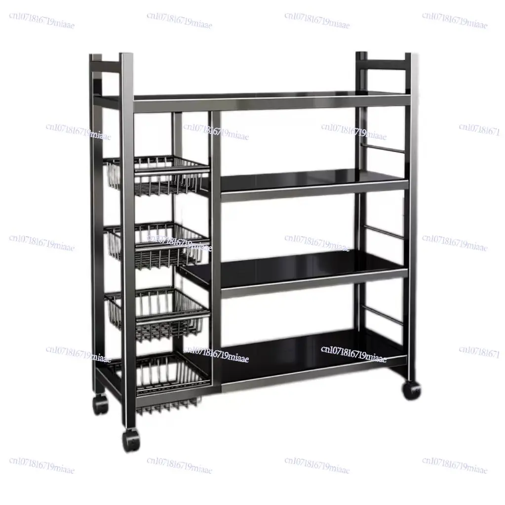 Extra thick carbon steel double row kitchen rack household fruit and vegetable storage rack multi-functional storage rack