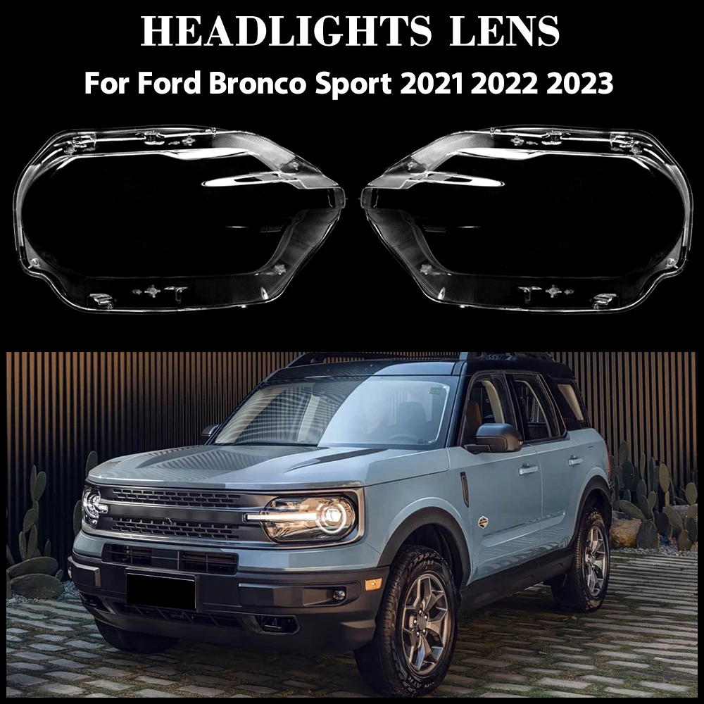 

Для Ford Bronco Sport 2021 2022 2023, абажур для фар, прозрачный абажур, линза, крышка фары, корпус лампы, плексиглас, черный край