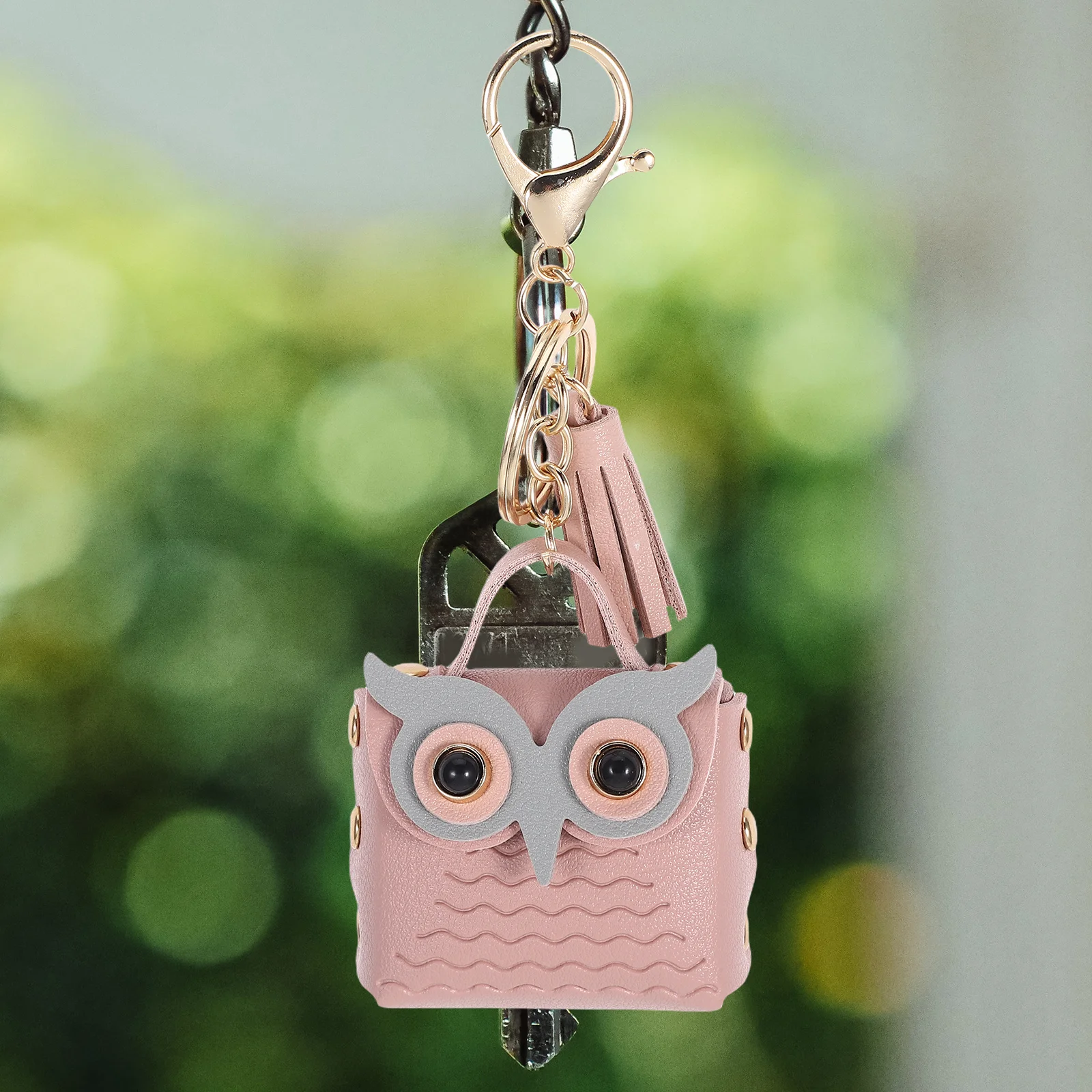 

Mini Cute Owl Coin Purse PU Keychain Pink Small Change Wallet Bag Charm for Women Backpack Pendant Storage Pouch
