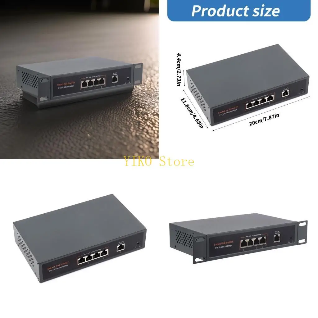 

K32C 4 Port Gigabit PoE Switcher 1000Mbps PoE Ethernet Unmanaged Networking Switcher 120W Suitable for PoE Metal Housing