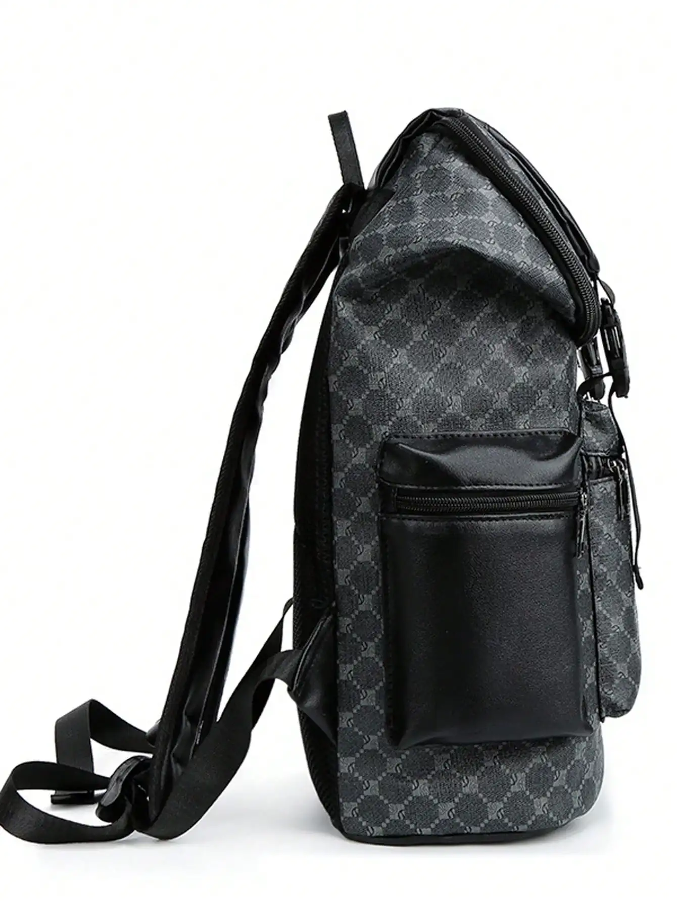 Trendy PU Printed Men's Backpack with Large Capacity for Travel and School, Waterproof Autumn College Bookbag for Laptop