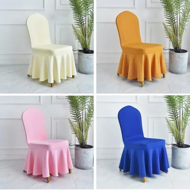 10/50pcs White Thick Pleated skirt Spandex Chair cover Banquet Hotel Wedding decoration Party Event Seat Protector Cloth