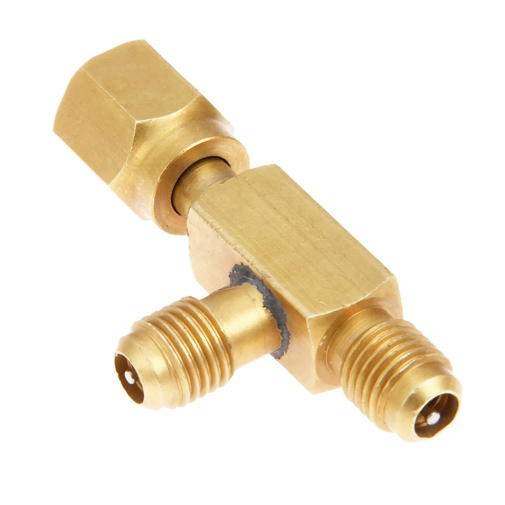 

1/4" External Thread T-shaped Branch Connector For Gauge Deep Vacuum Pump Manifold Set Micrometer