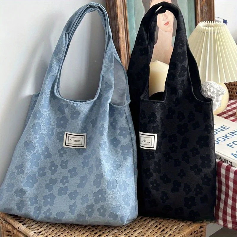 Commuting Stylish Embossing Tote Bag, Daily Versatile Shoulder Bag, Original Design Cloth Handbag , Casual Underarm Bag