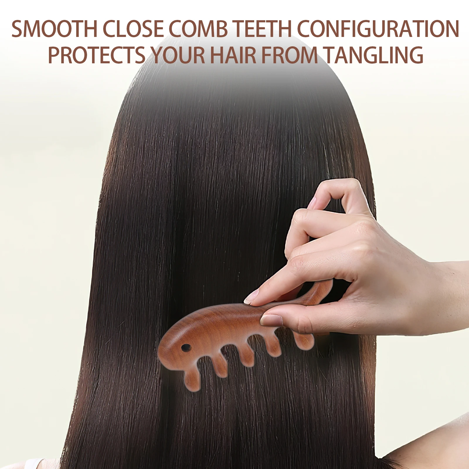 

Массажная расческа из натурального дерева, не статическая, с широкими зубьями, портативная, эргономичная конструкция для ухода за кожей головы и распутывания волос с запутанными волосами