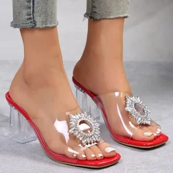 Plus Size Women Shoes 2024 Summer New Fashionable Transparent Women's Slippers Casual Party High Heel Slides Zapatillas Mujer