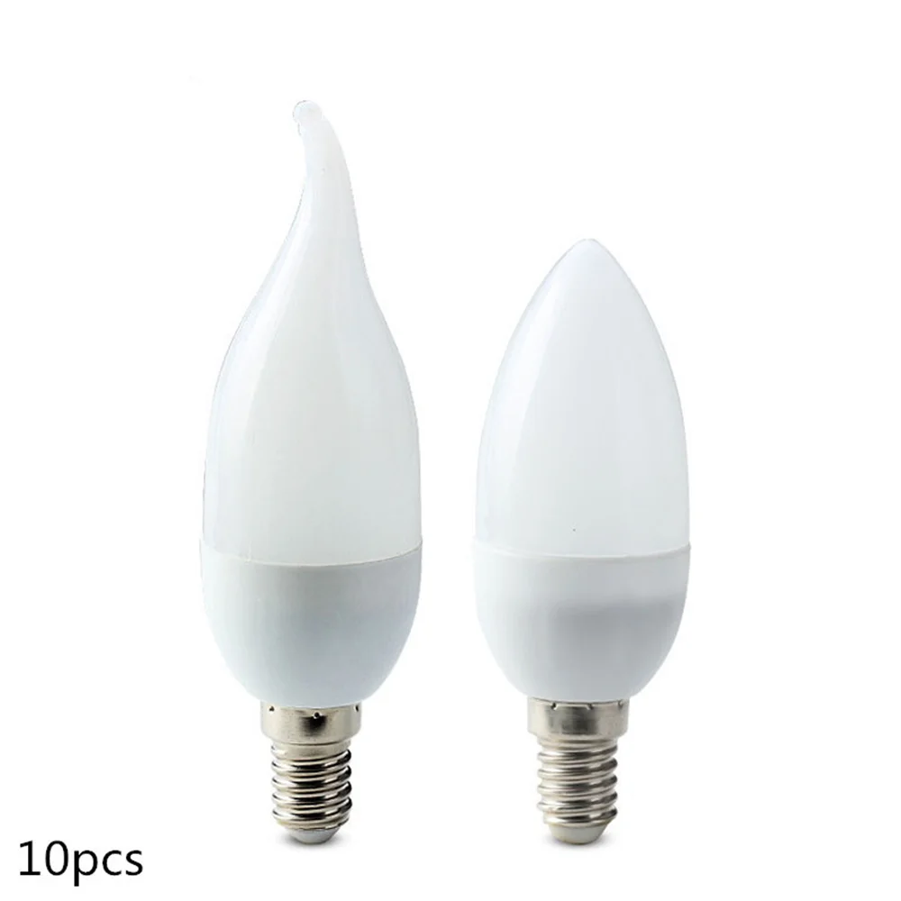 

10pcs/lot LED Light 25W Halogen Bulb Replacement E14 3W Candelabra Base LED Bulbs for Kitchen Warm Cool White C35L C35 3W Candle