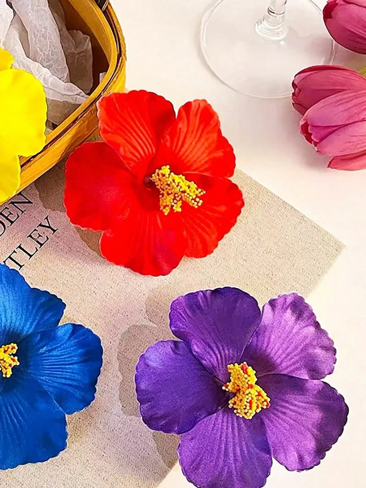 1 Uds. Pinza de pelo de flor hawaiana para mujeres y niñas, Clip de flequillo lateral de flor bohemia romántica, pinzas para el cabello BB, accesorios para el cabello