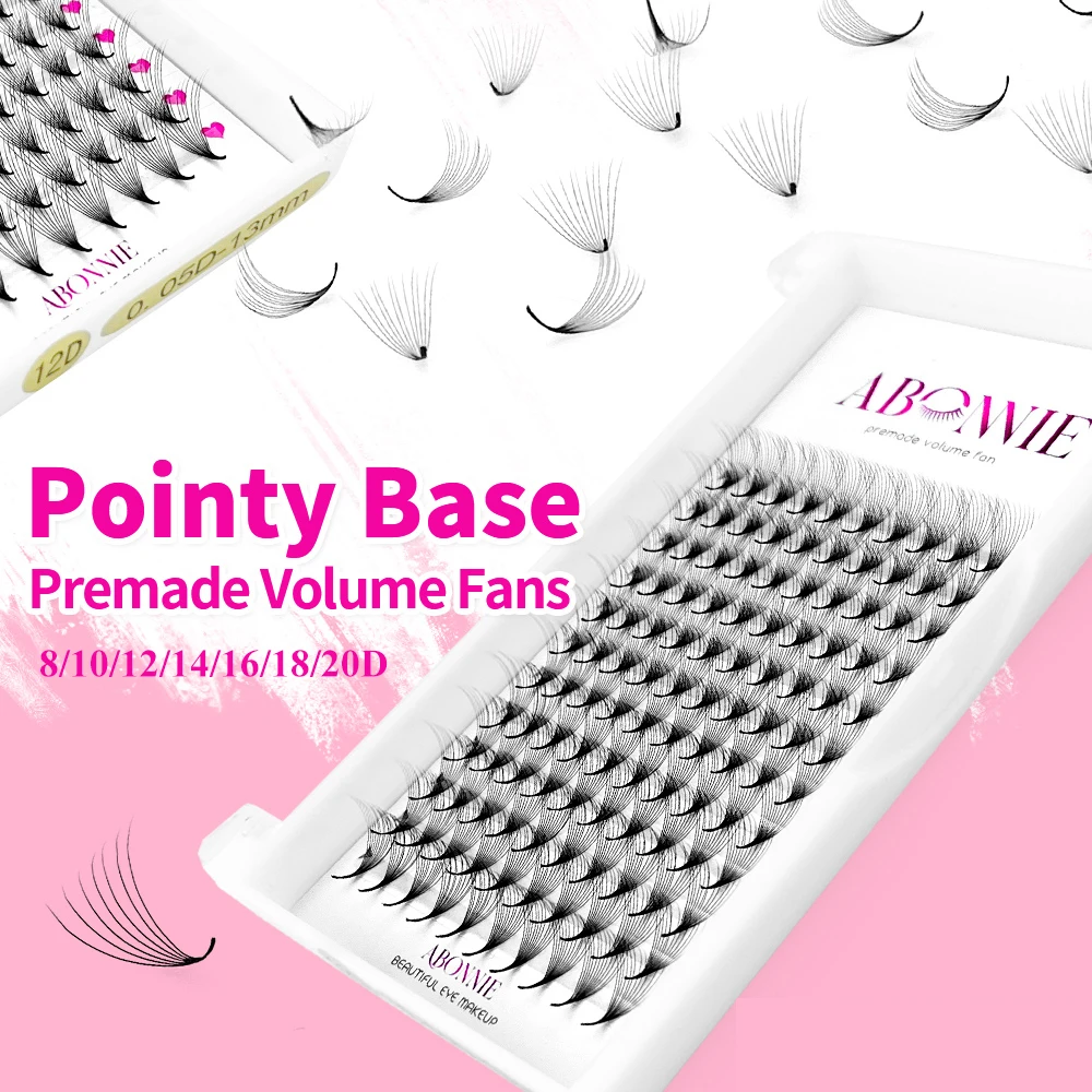 

ABONNIE 120 Fans Pointy Base Premade Volume Fan 8D-20D Soft Matte Eyelashes Sharp Narrow Stem Cilios Individual Lash Extension