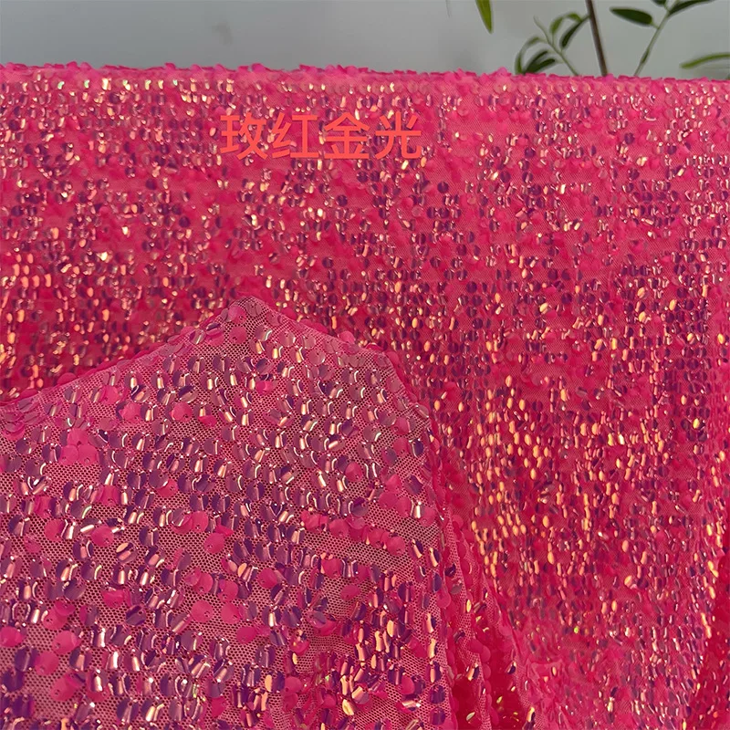 19 Color Concave Circle Sequin Fabric For Evening Dress Lace Material Glitter Tissus Dry Variou Styles Embroidered Fabric