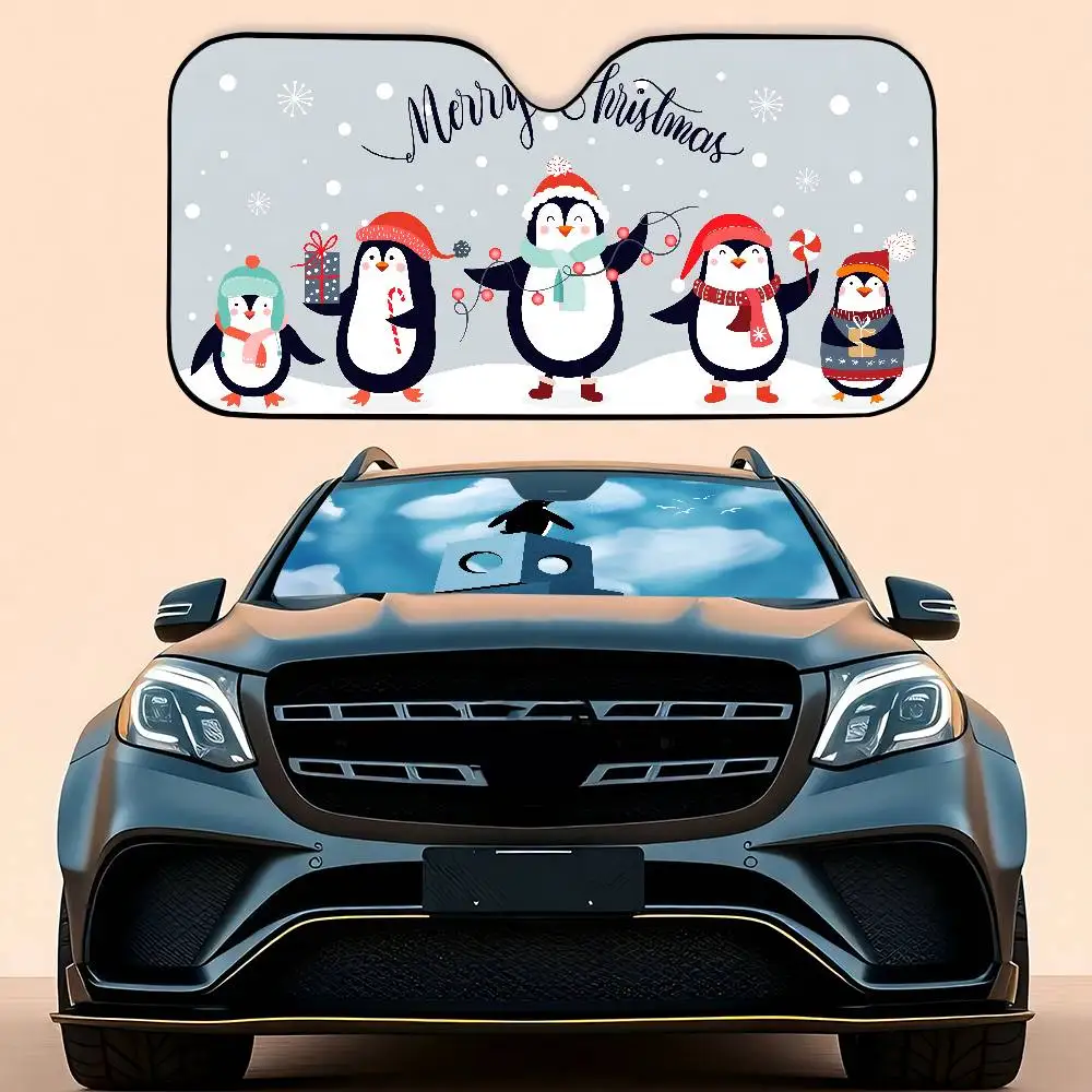 Penguin Car Sunshade Car Sunshade يغطي غطاء الزجاج الأمامي العالمي القابل للطي #6