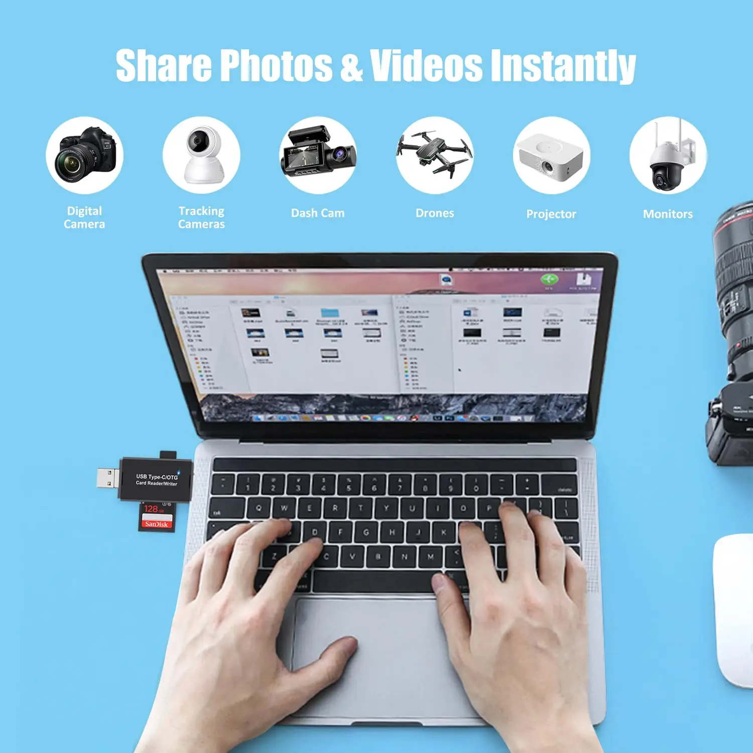 Hannord OTG 3 in 1 USB 3.0 Type C Micro USB - SD/Micro SD/TFカードリーダー (PC/ラップトップアクセサリー用スマートメモリカードリーダー)