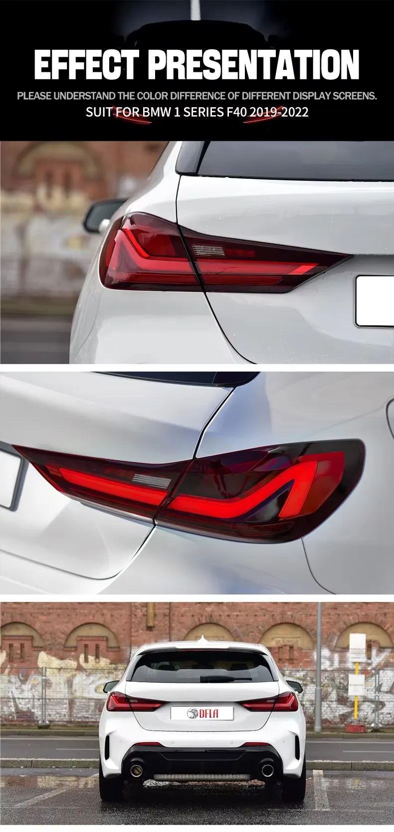 لسيارات BMW 1 Series F40 مجموعة المصابيح الخلفية الضوء الخلفي الداخلي الشفاف 2019-2022