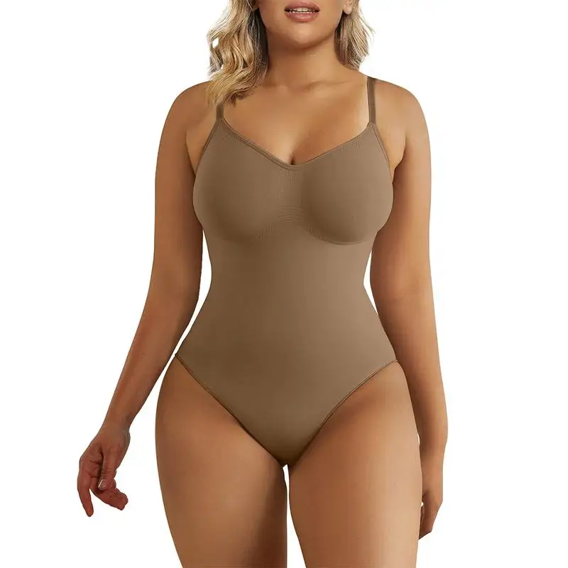 SHAPERX Body sin costuras para mujer, ropa moldeadora de barriga, estilo Tanga, cintura esculpida, traje de cuerpo ajustado, Tops para mujer