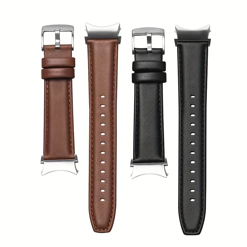 20mm No Gaps Leather Belt For Samsung Galaxy Watch Band 4 6 Classic 47mm/46mm 5 Pro 45mm No Gaps Quick Release Sports Bracelet