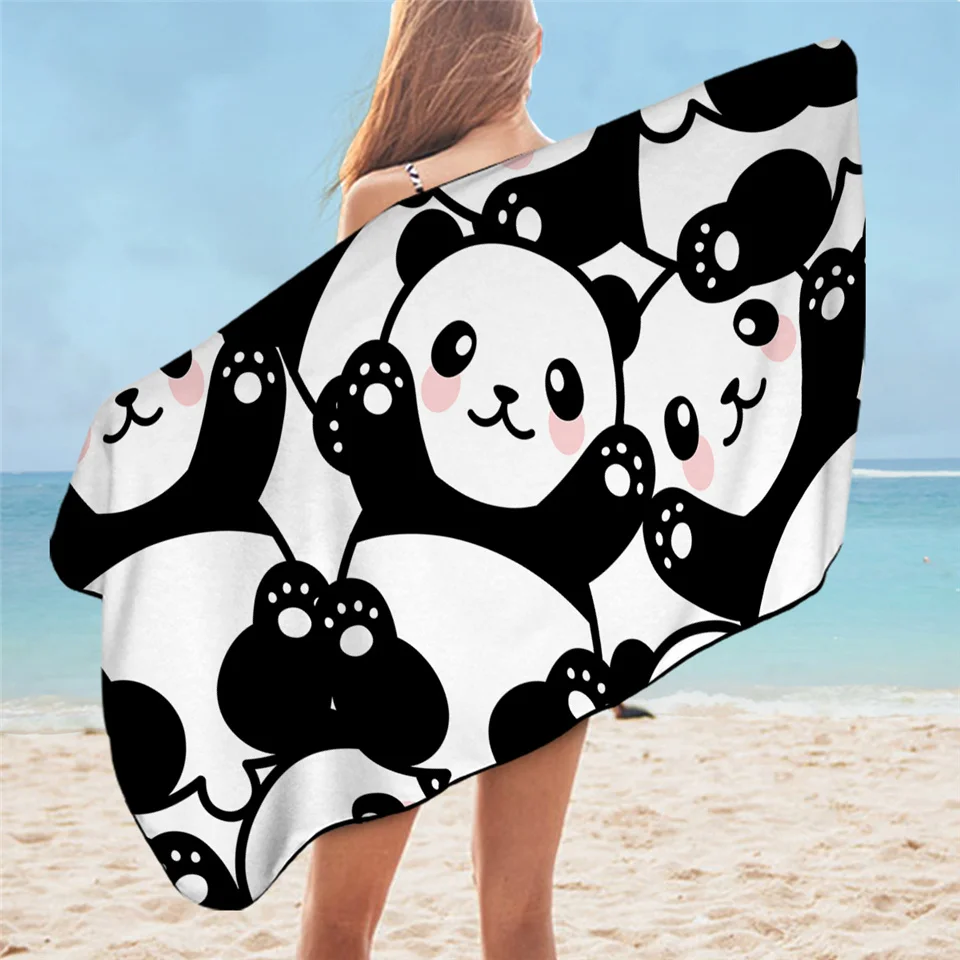 Panda Bath Towel Bathroom Microfiber Cartoon Beach Towel Animal Kids Teen Shower Towel Summer Blanket Toalla