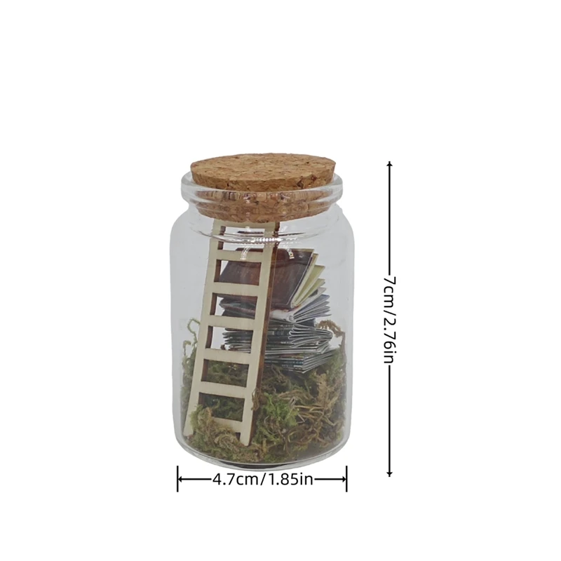 A50I Mini Library Microlandscape Miniature Book Ladder Ornaments In Clear Container Decorative Model Statue Scene Miniature