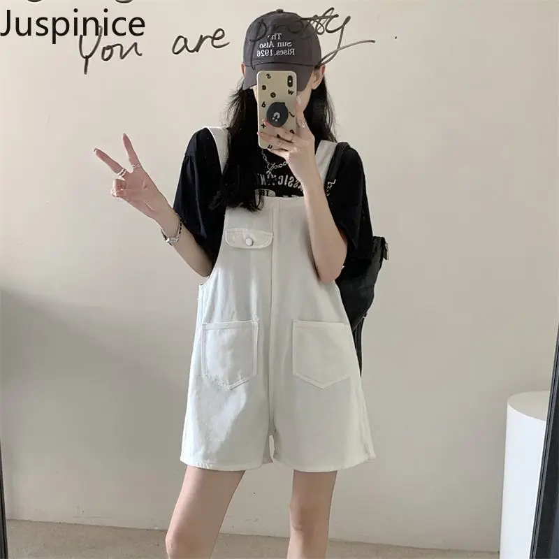 

Summer Plus Size Denim Suspender Shorts Women's Loose Casual Wide Leg Slimming One-piece Pants Women Suit Female Clothes