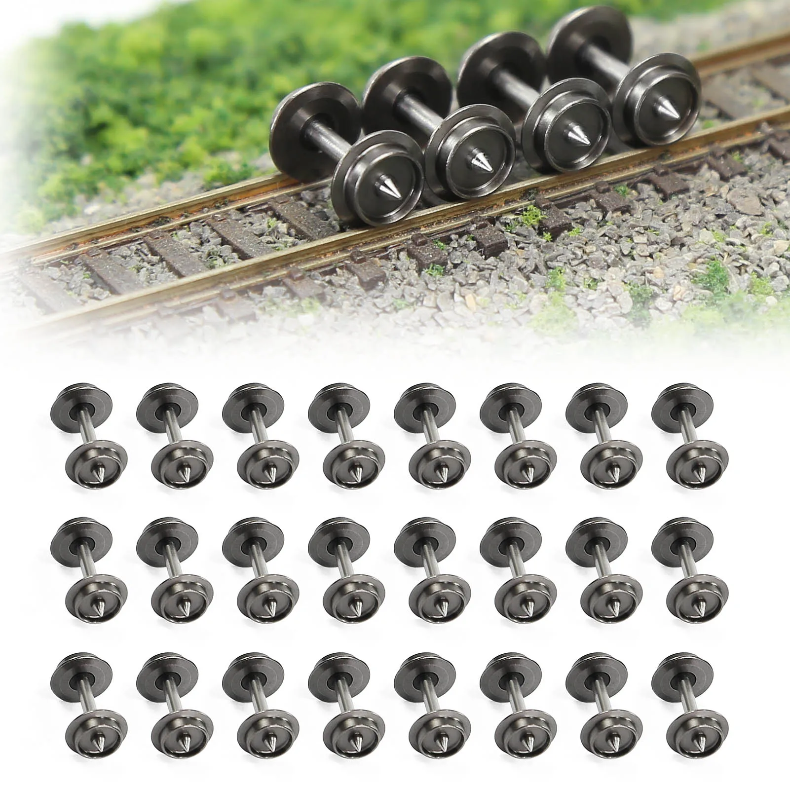 

Evemodel N Scale Metal Wheel Sets 24pcs 6.85mm DC Wheels Metal Axle for Micro Trains Line HP09150