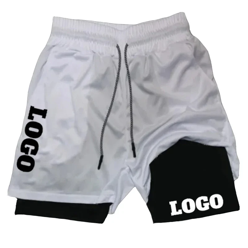 Custom Your Own Design Men Shorts 2 In 1 Double-deck Quick Dry GYM Sport Shorts Fitness Jogging Workout Men Sports Short Pants