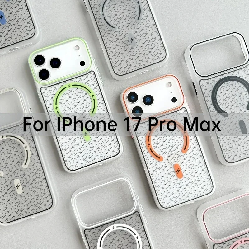 Custodia trasparente con cornice per fotocamera con bottone colorato personalizzato per IPhone 17 Air 16 15 14 Plus 13 ProMax Cover protettiva per ricarica magnetica