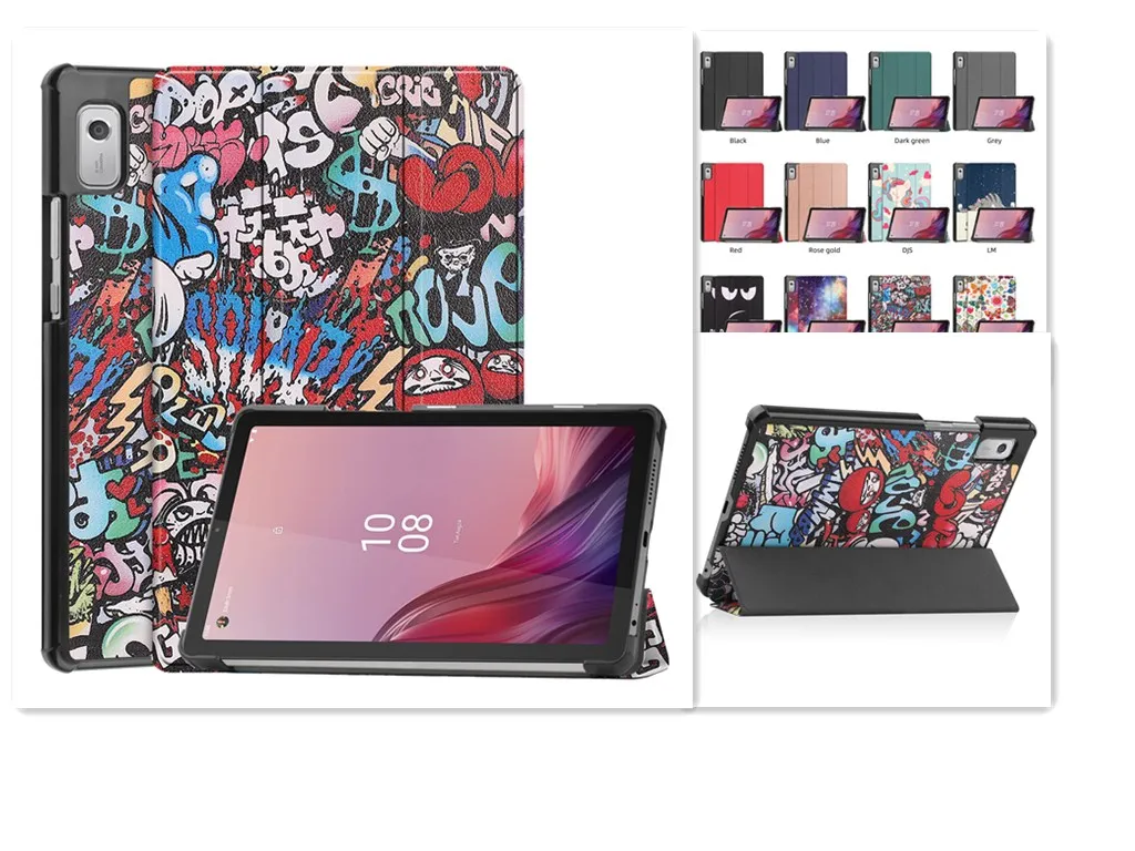 

Чехол для Lenovo M9 TB-310FU, детский безопасный противоударный чехол для планшета, кожаный тройной складной чехол-подставка, откидной чехол