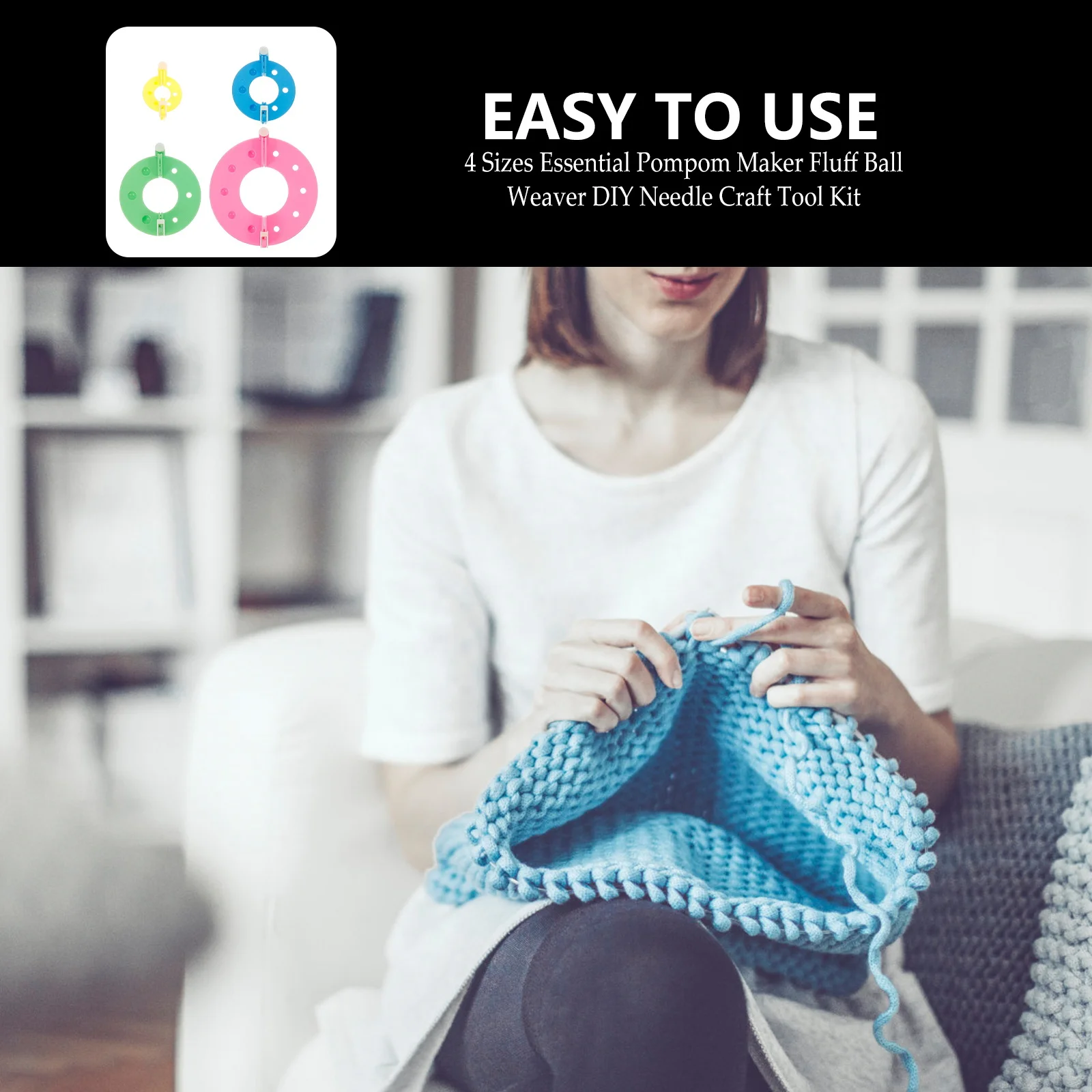 

8pcs 4 Sizes Pompom Maker Fluff Ball Diy Craft Tool Kit Random Color Abs Resin Pom Pom Makers For Yarn Projects Handicraft