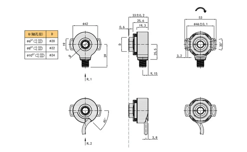 IP50/IP65 hollow shaft single turn multi-turn 17bit absolute encoder numerical control punch