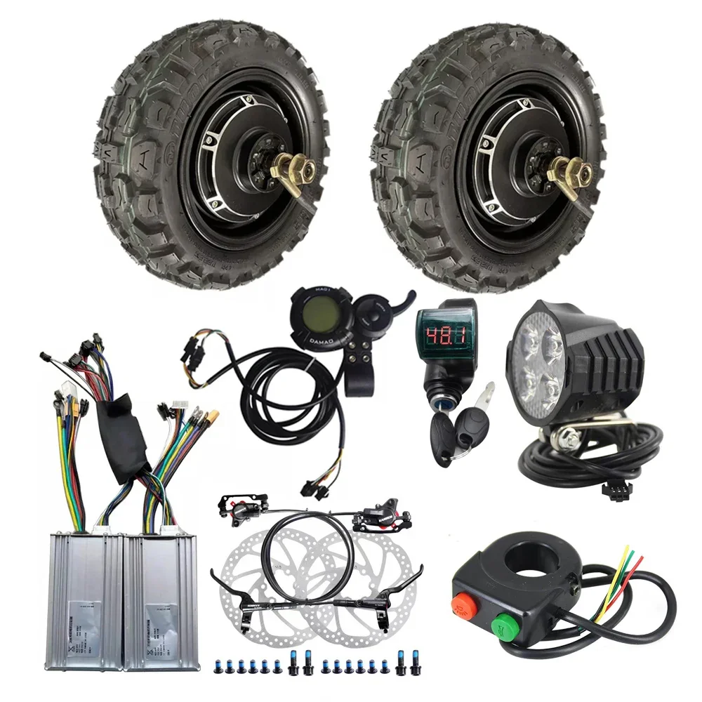 

90/55-6 10 11 Inch 48V 60V 1500W Brushless Disc Brake Electric DIY Dual Scooter Hub Motor Conversion Kit