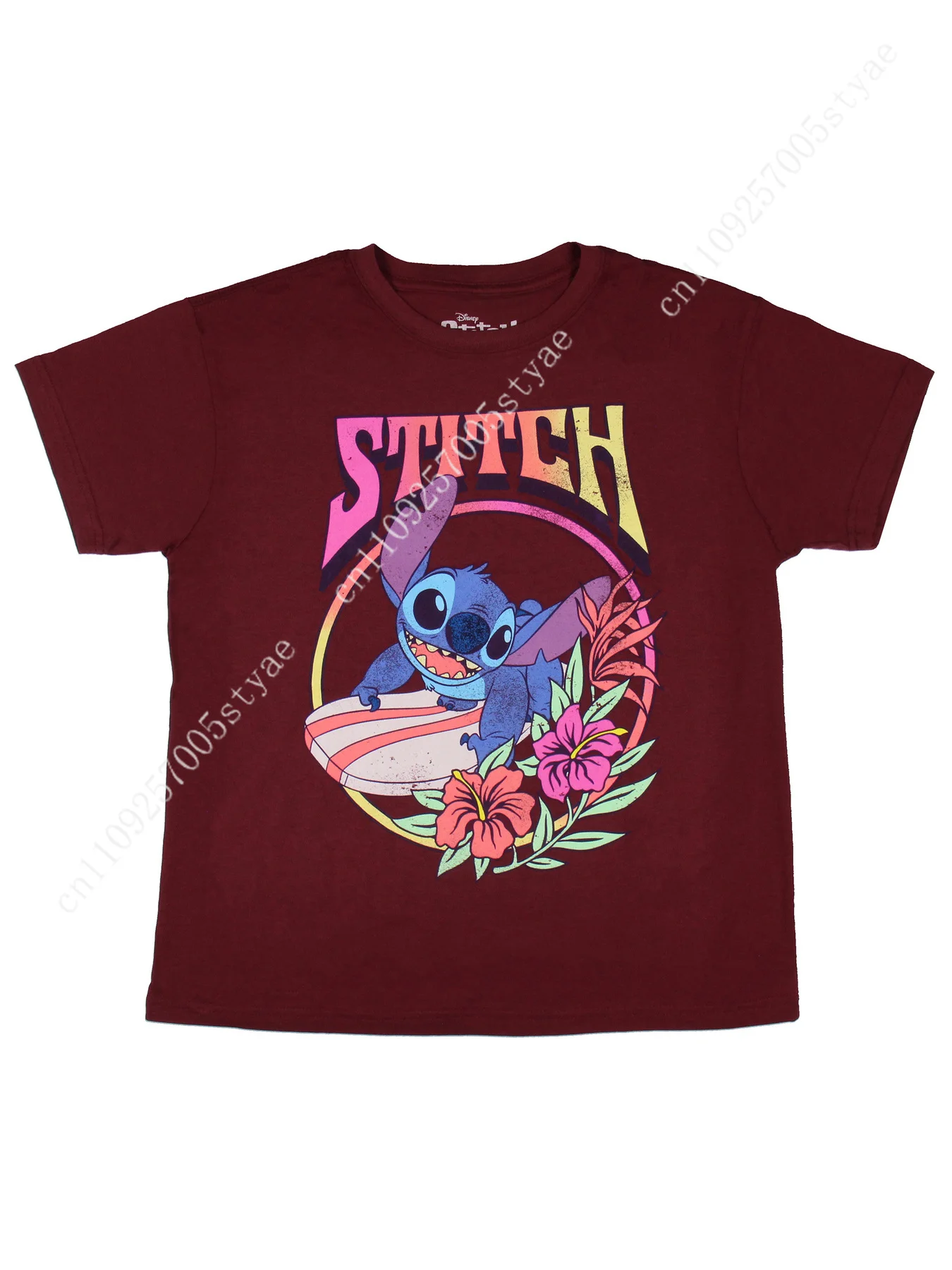 

Disney Lilo & Stitch Men's Stitch Surfing Distressed Graphic Print T-Shirt