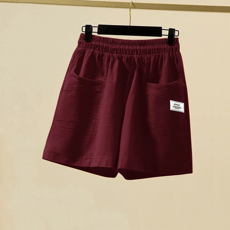 Women Clothing Street Casual Elastic Waist A-line Wide Leg Shorts Summer New Solid Color Loose All-match Shorts Fashion Trend