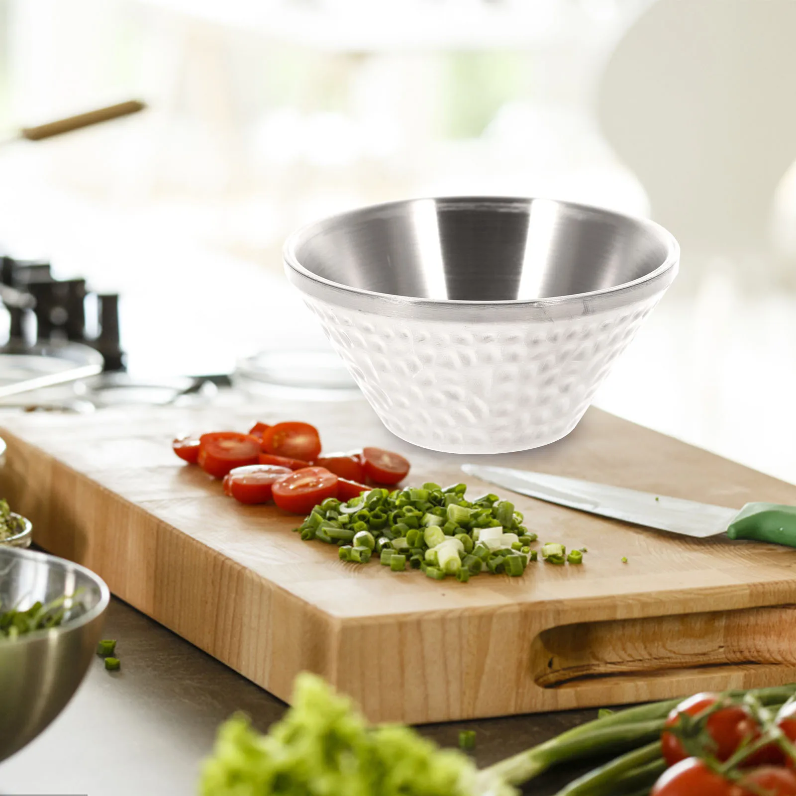 

1pcs Stainless Steel Salad Bowl 20Cm Multi-Use Fruit Noodle Soup Serving Bowl Kitchen Tableware Food Container