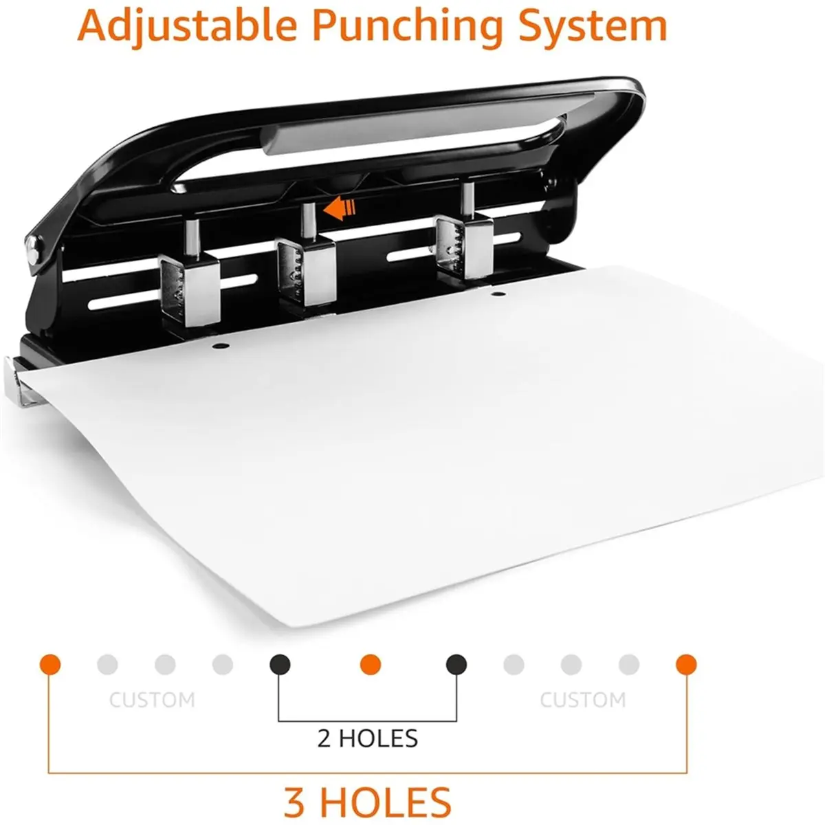 AA14 Hole Puncher for Loose-Leaf Paper,Adjustable 3-Hole Punch for Document Paper,3 Hole Punch,Adjustable,30 Sheet Capacity