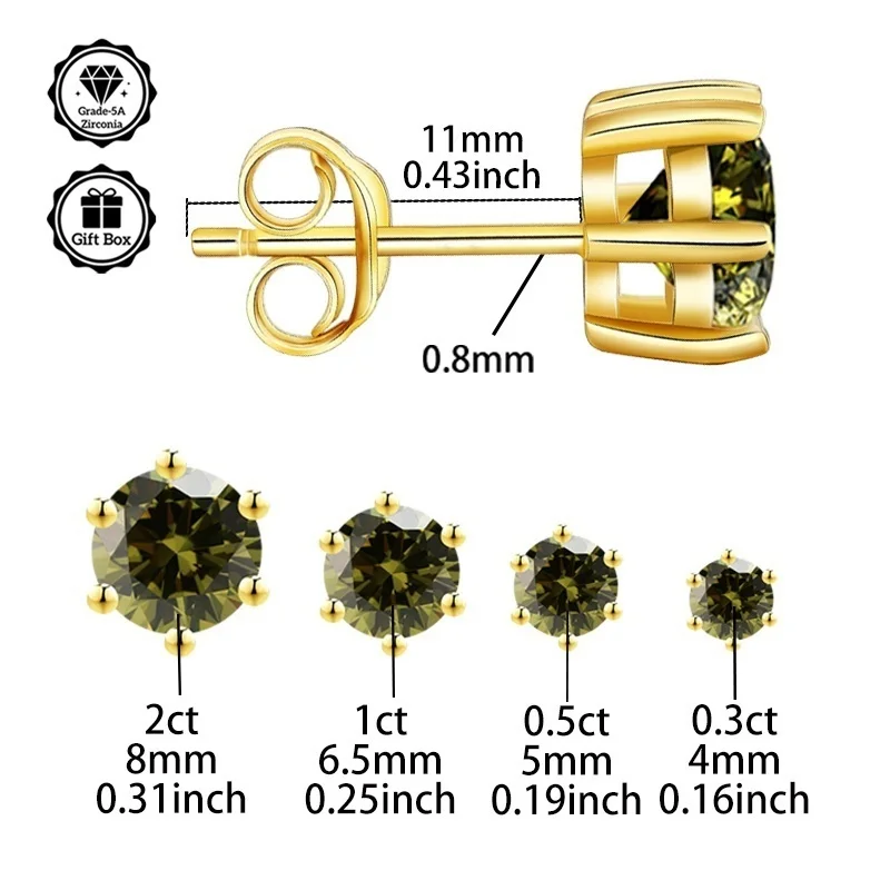 

LAMVOICE jewelry for women/stud earrings with 0.6-4 carat Olive zirconia Hypoallergenic earrings christmas gift for women
