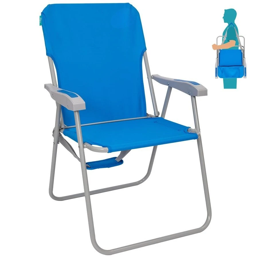 

Folding Beach Chair for Adults, Lightweight Beach Chair with Shoulder Straps, High Back Camping Chairs with Hard Armrest, Suppor