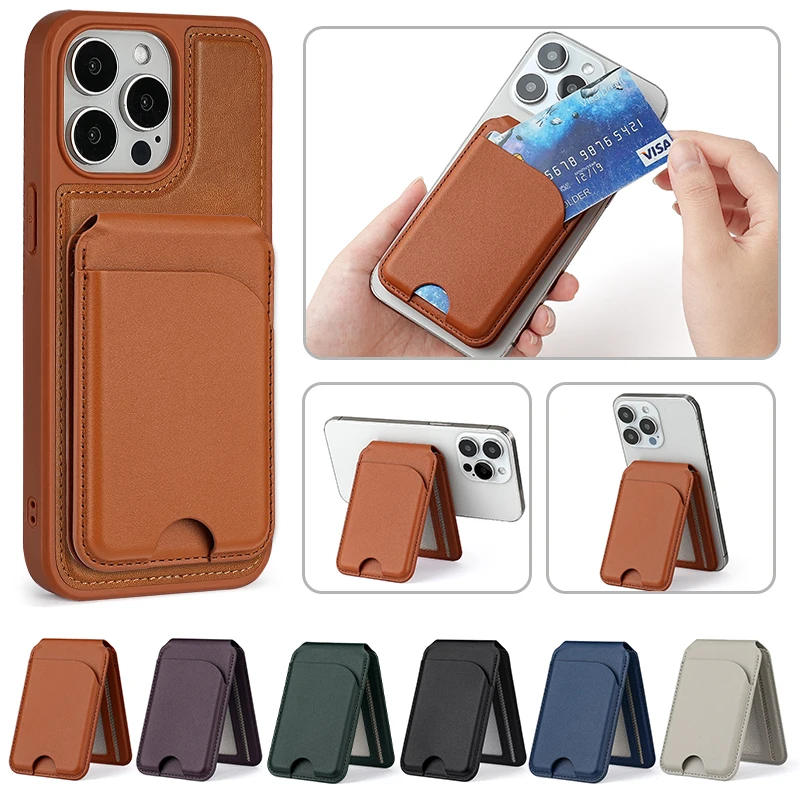 

Magsafe wallet Magnetic Stand for iPhone 16/15/14/13/12 Series Lightweight Adjustable Leather Car