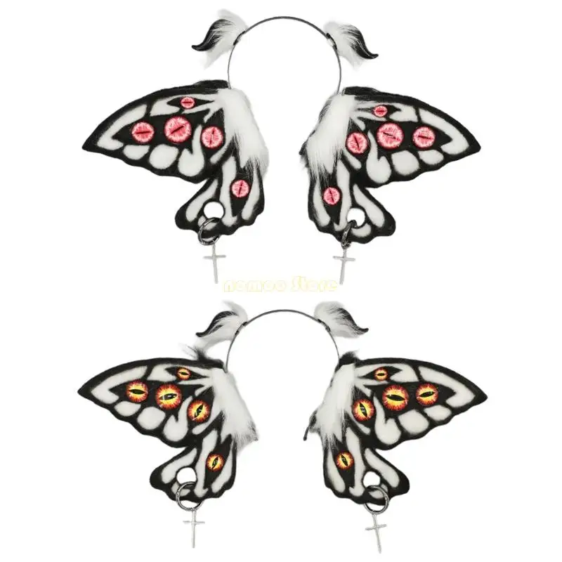 31BF Wing Anime Hairhoop for Roleplay Party Japanese Comics Costume Hairband Halloween Props Hairhoop for Theme Event