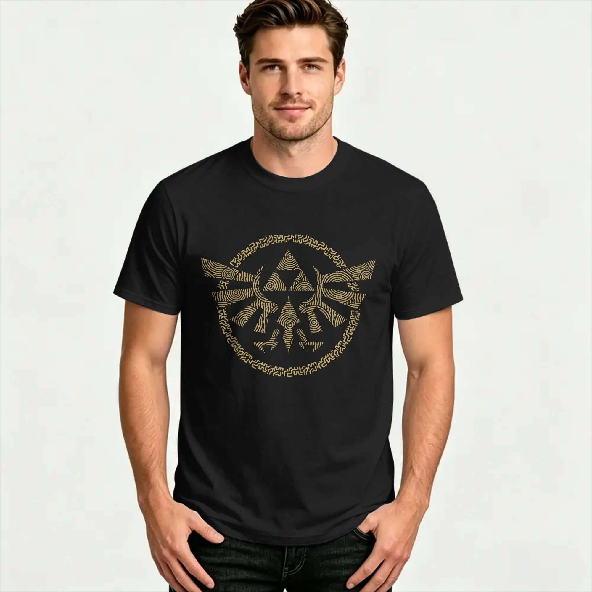 The Legend of Zelda Tears Of The Kingdom Hyrule Badge Cotton T-Shirt For Men's Summer Fashion Tee Shirt Plus Size Design Tops