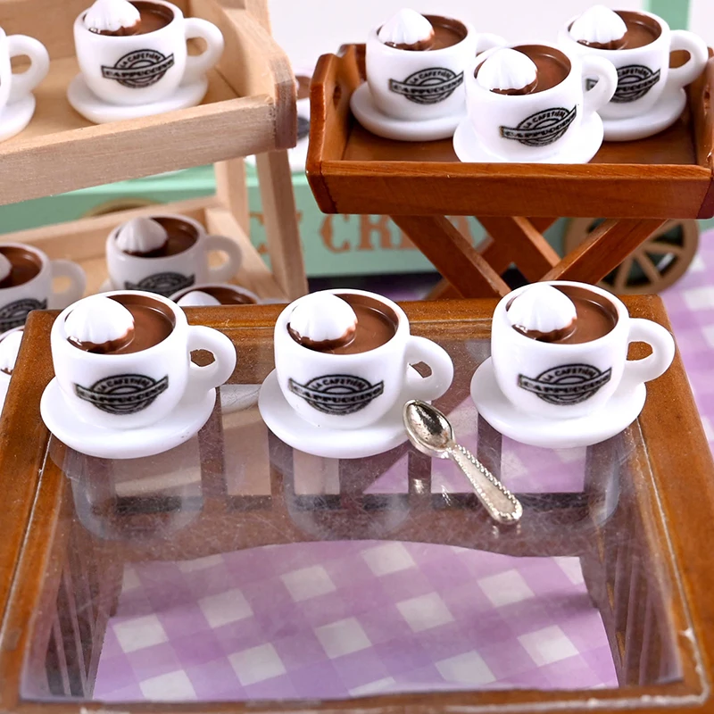ชุดจำลองถ้วยกาแฟขนาดเล็ก 10 ชิ้น สำหรับบ้านตุ๊กตา 1/12 ของตกแต่งฉากร้านกาแฟ ของเล่นเสริมสร้างจินตนาการ