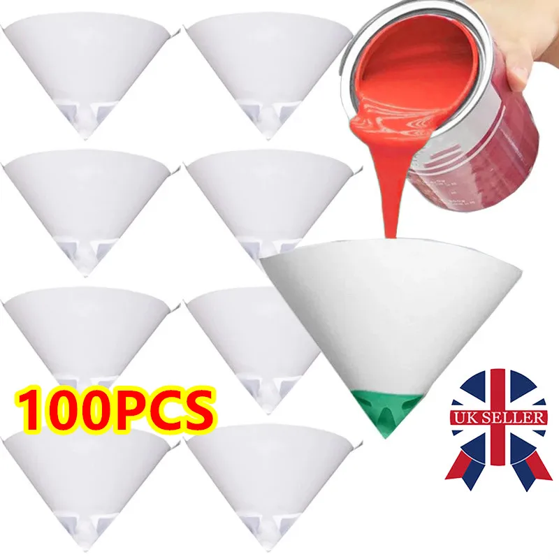 100x Fine Paint Paper Filter Strainers Mesh Nylon Mesh Cone Cups For Spray Gun