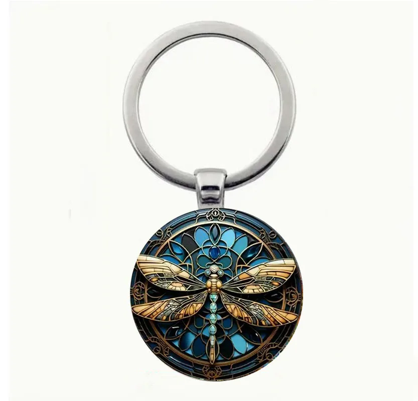 Модный-брелок-стимпанк-панк-узор-стрекозы-брелок-из-стеклянного-сплава-с-кабошоном-мужское-и-женское-украшение-автомобиля-свадьба