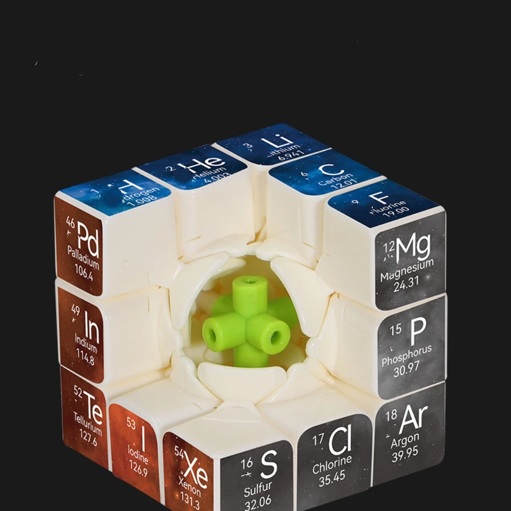 Cubo Mágico Educativo 3x3 de la Tabla Periódica, Suave, Antideslizante, para Escritorio, Juego de Lógica y Velocidad, Adorno Antiestrés