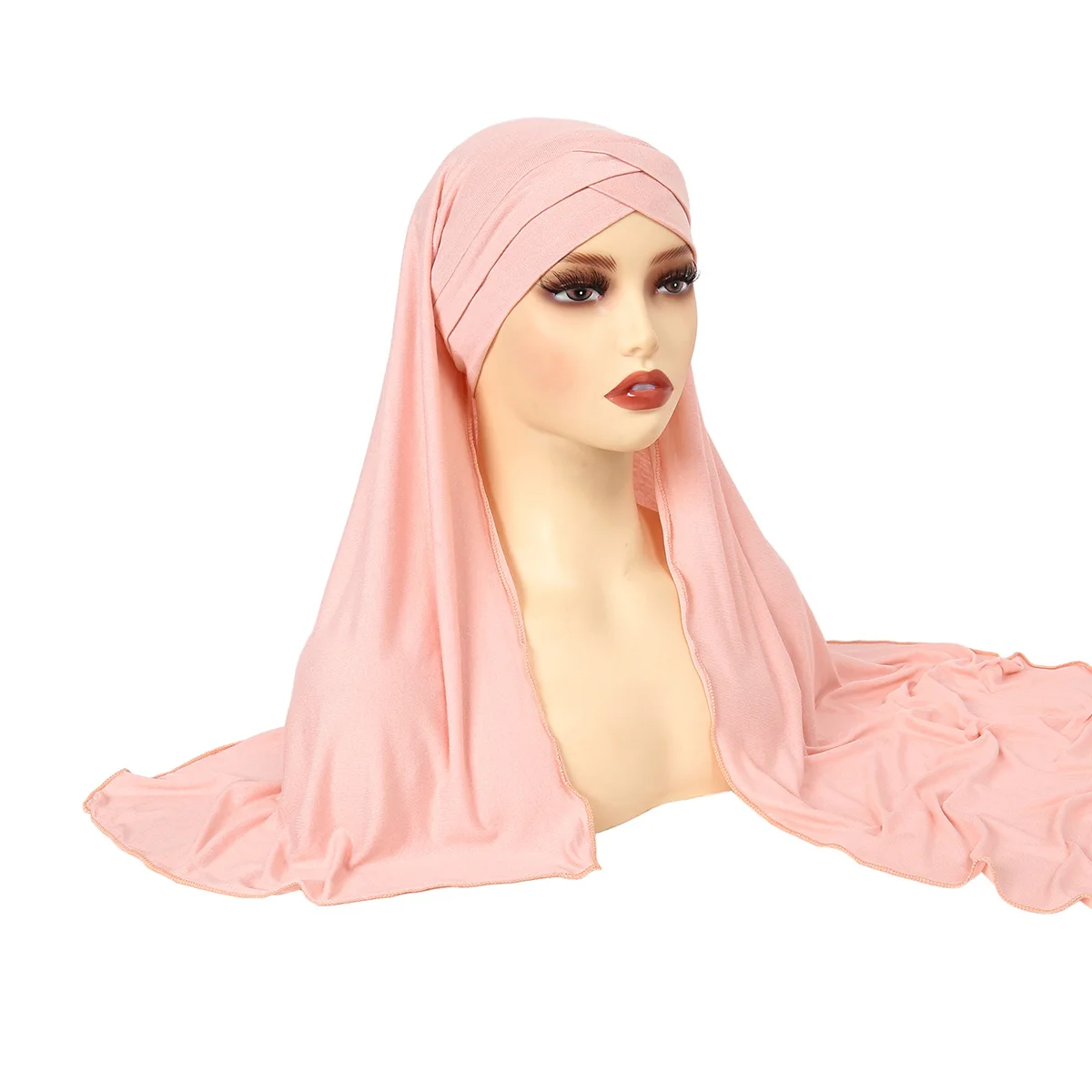 Solid Color Forehead Cross Instant Hijab Elegant Thin Breathable Head Wrap Women's Classic Sunscreen Elastic Bandana