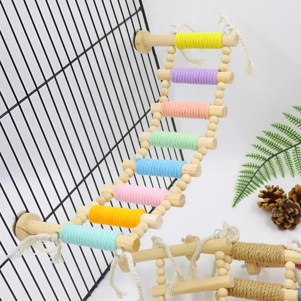 5/8 خطوات الخشب سلم الحيوانات الأليفة التفاعلية الطيور الببغاء لعبة سلم ل قفص هامستر مضحك طحن عصا تسلق لعبة الطيور الملحقات