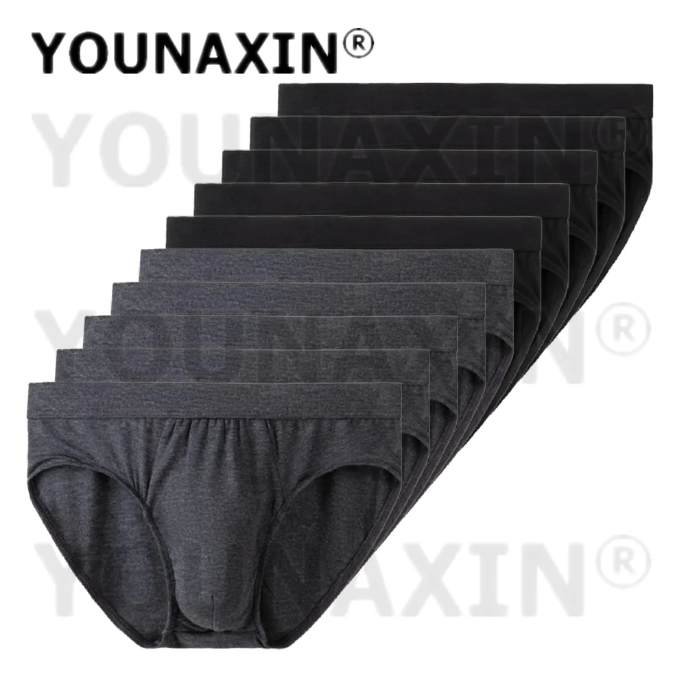 YOUNAXIN 10 Pieces Panties Men's Briefs Solid Color Undies Breathable Underpants Wholesale L XL 2XL 3XL 4XL