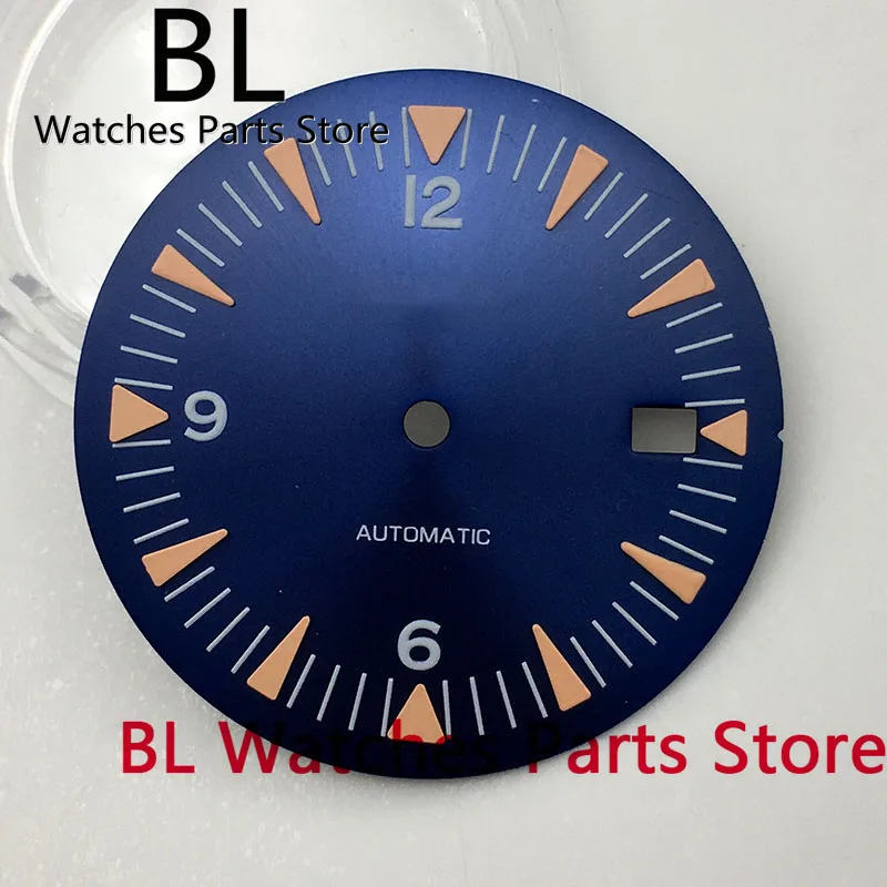 BLIGER 32mm Sterile Watch Dial Black Blue Green Orange Yellow White Time Marks Luminous For NH35 NH36 ETA Miyota Pt5000 Movement