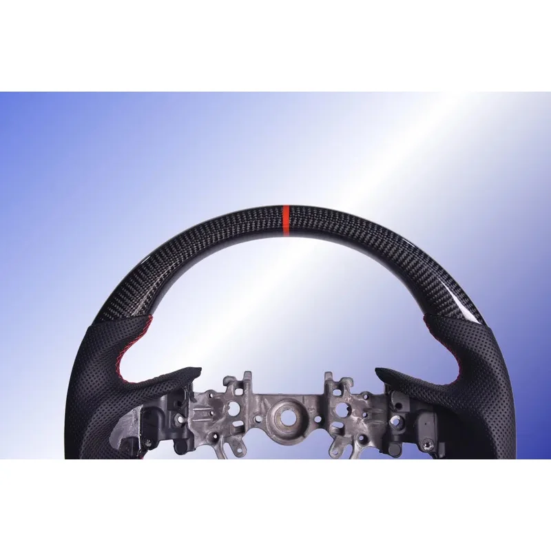 Suitable Glassy Carbon Fiber Steering Wheel WRX & WRX STI 2015-2021, D-shaped Flat-bottom Perforated Leather