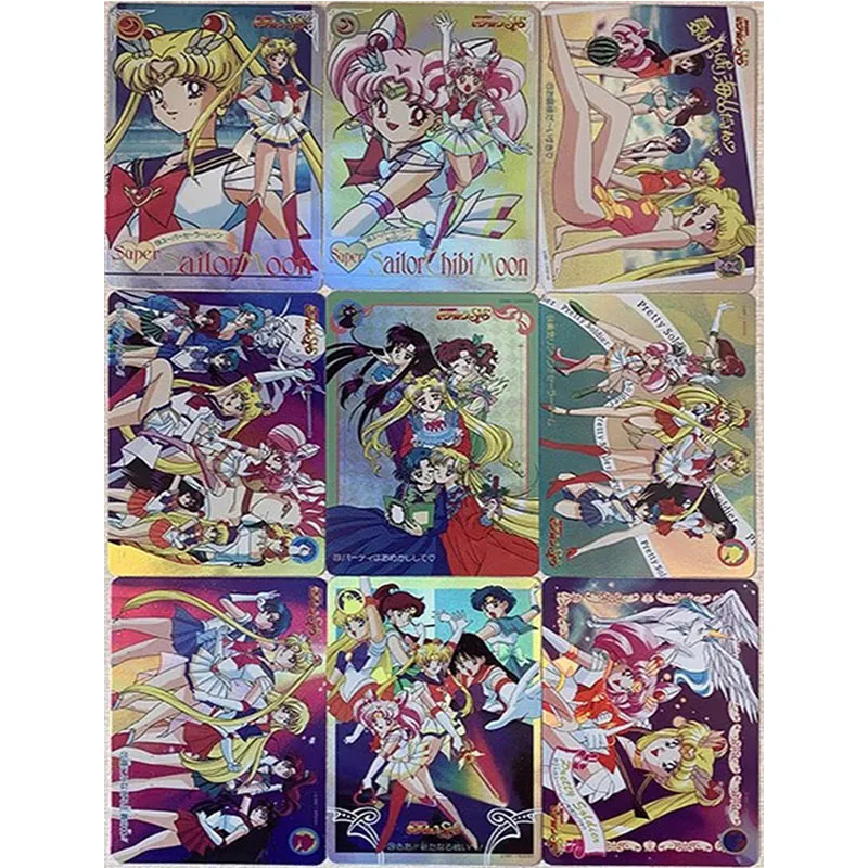 Anime Characters DIY Collectible Cards Tsukino Usagi Sailor Moon Daki Laser Flash Cards Boy Play Toys Christmas Birthday Gifts