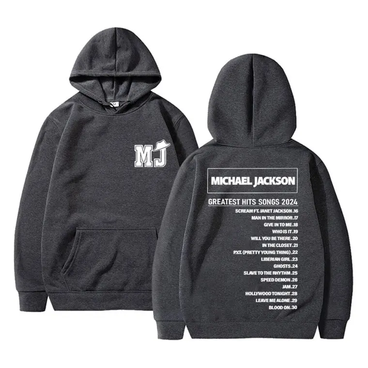 Classic Vintage Michael Jackson Greatest Hits Songs 2024 Hoodie Men Women Gothic Punk Sweatshirt Men's Rock Oversized Streetwear